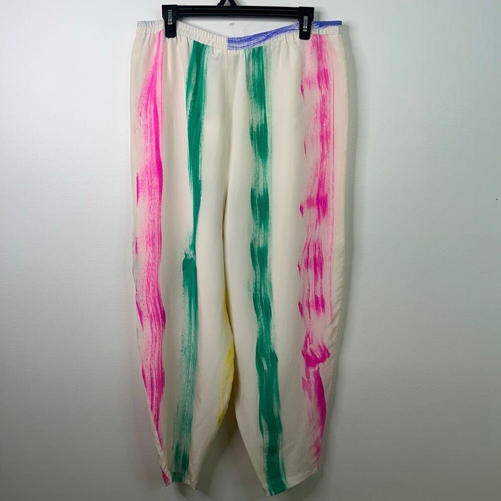 Vintage NWT Bonnie Boerer 100% Silk‎ Rainbow Abstract Pants M Hong Kong Artsy - Picture 5 of 10